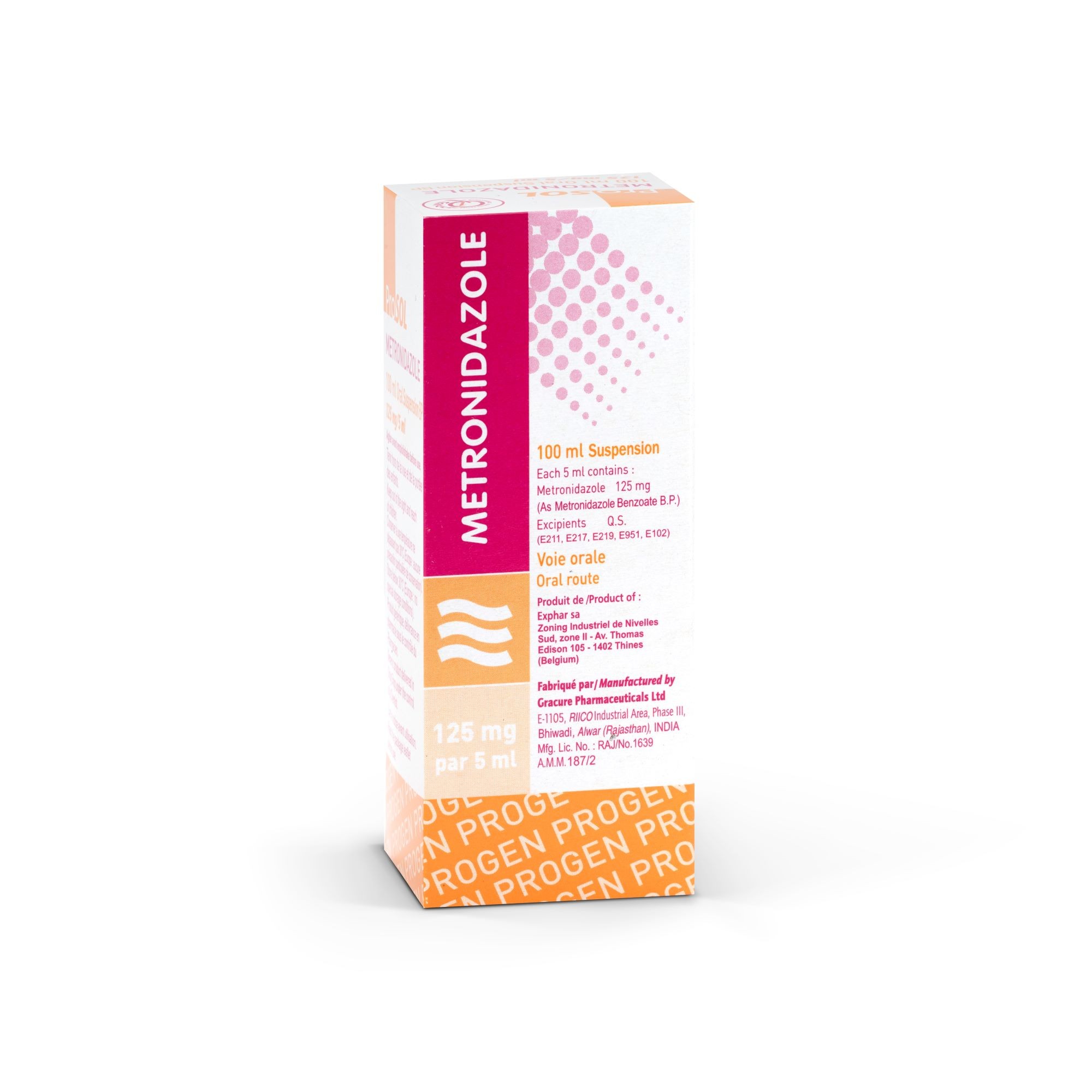 METRONIDAZOLE EXPHAR 125 MG / 5 ML 
