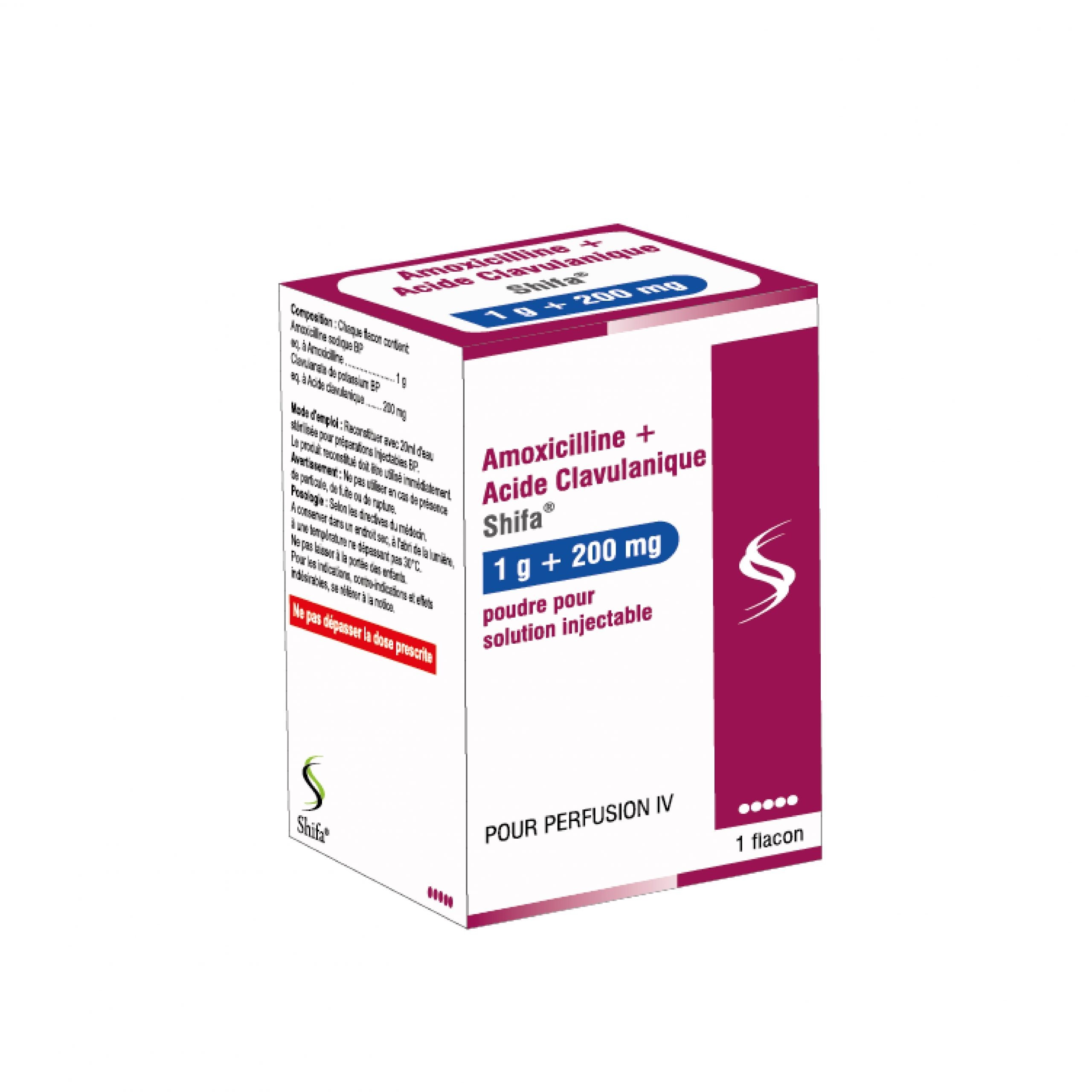 AMOXICILLINE + ACIDE CLAVULANIQUE 1 g / 200 mg inj.