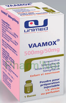 AMOXICILLINE + ACIDE CLAVULANIQUE 500 mg/50 mg pdre pr sol. inj.
