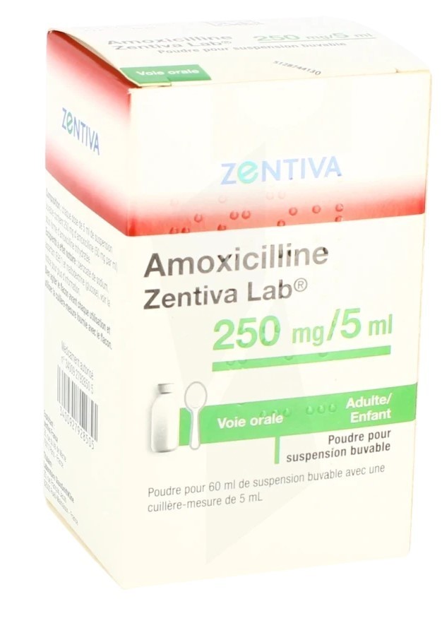 AMOXICILLINE TRIHYDRATE 250 mg/ml pdre susp. Buv
